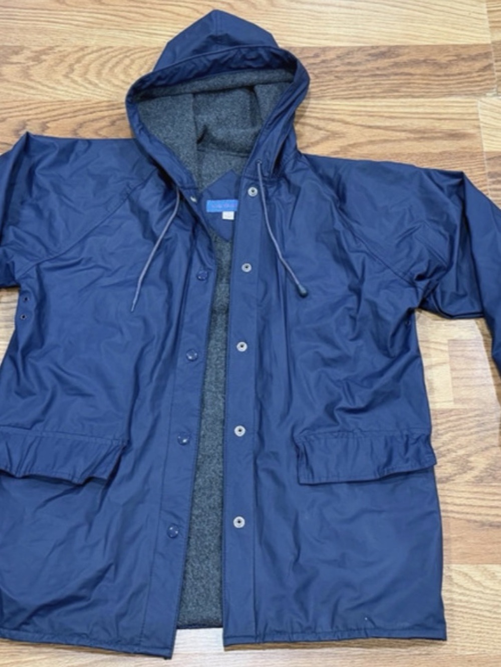 Sailmaker Men's S Fleece Lined Rain Jacket Navy Blue Hooded Waterproof Coat